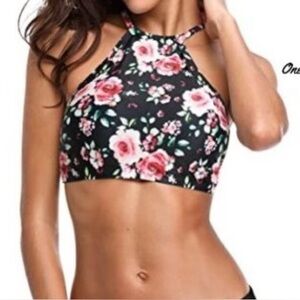 Beautyin Floral High Neck Bikini Swimsuit